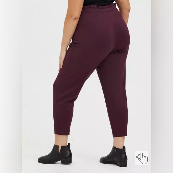 Torrid Burgundy Ruffle‎ Waist Pants Size 1 - Picture 2 of 9